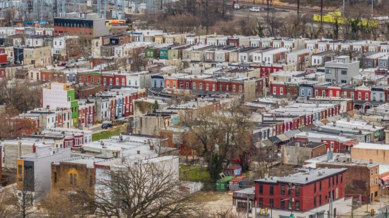 an aerial view of housing near Fairmount Park