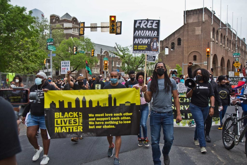 Protesters march on the University of Pennsylvania’s campus