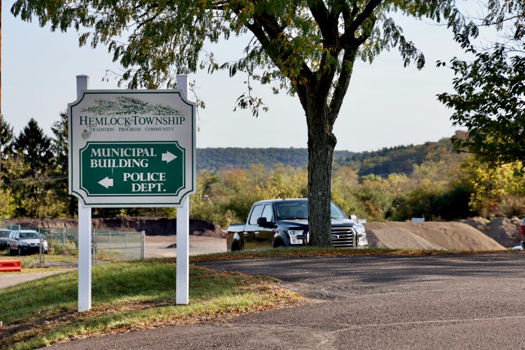 road sign in Hemlock Township
