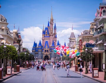Cinderella Castle and Main Street, U.S.A. are seen at Walt Disney World Resort's Magic Kingdom on Wednesday, August 12, 2020, in Lake Buena Vista, Fla. (Photo by Charles Sykes/Invision/AP)
