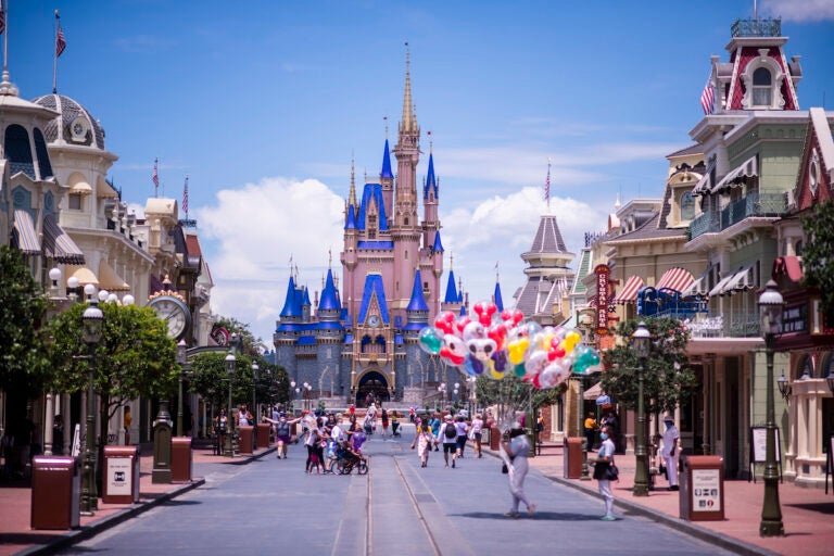 Cinderella Castle and Main Street, U.S.A. are seen at Walt Disney World Resort's Magic Kingdom on Wednesday, August 12, 2020, in Lake Buena Vista, Fla. (Photo by Charles Sykes/Invision/AP)
