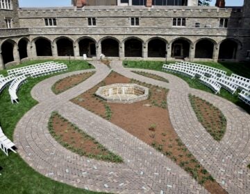 High iew of ''Don't Forget to Remember (Me)'' braided pathway at Bryn Mawr College