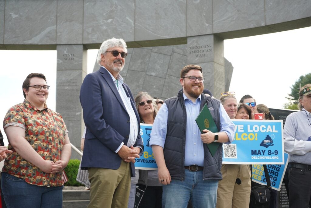 Richard Prebil accepts honorary citation at Delco Gives Day