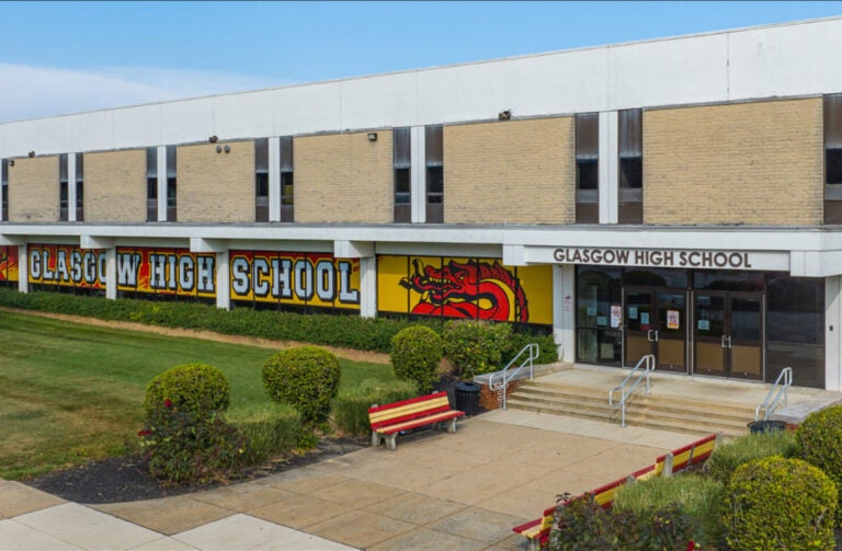 outside Glasgow High School, the site of Christina School District's administration office