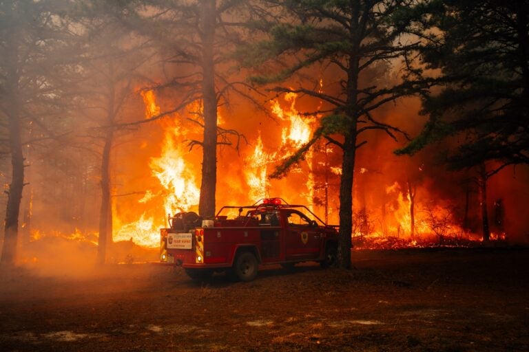 The Jones Road wildfire burns in Ocean County, New Jersey