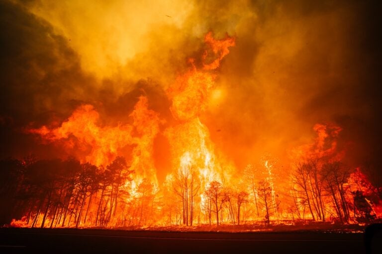 The Jones Road wildfire burns in Ocean County, New Jersey