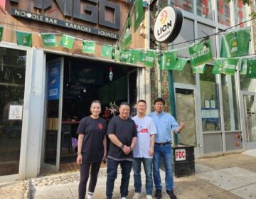 Annie Chi, Jack Chen, Mark Prinzinger and Kenny Poon at Lion Sports Bar on Arch Street
