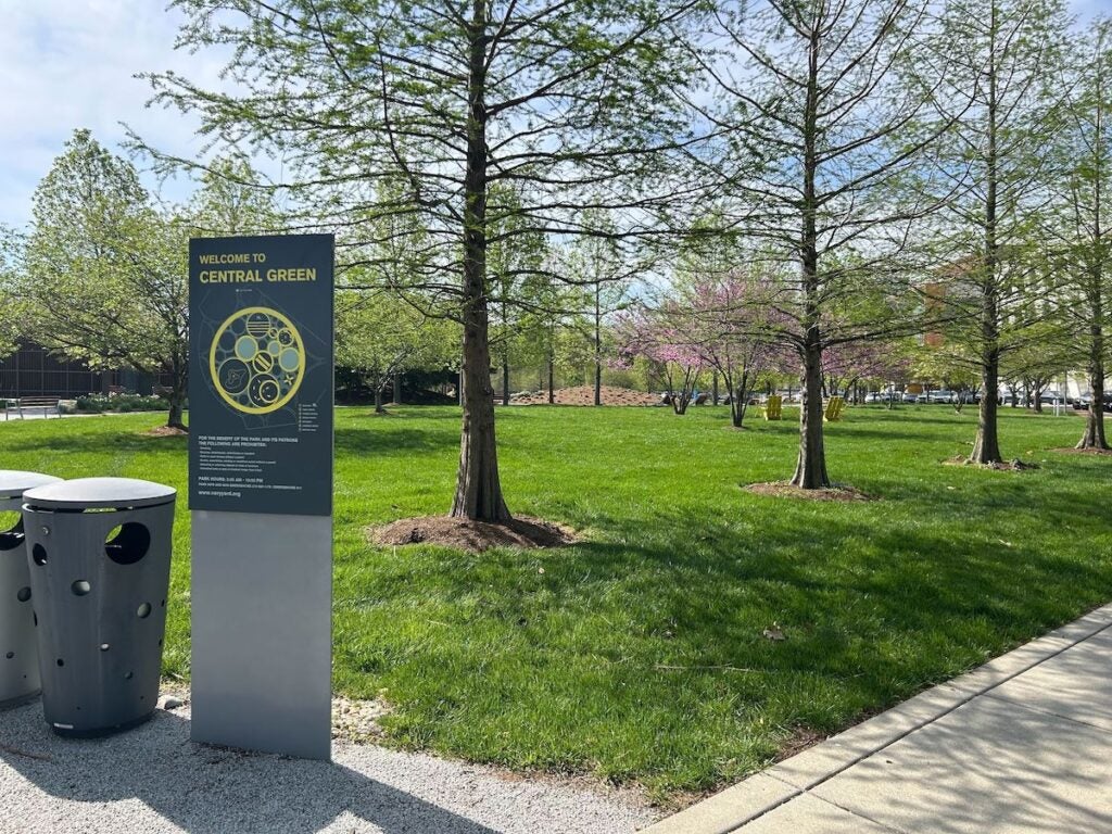 View of public park at Navy Yard