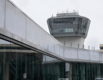 A control tower is seen at Newark Liberty International Airport