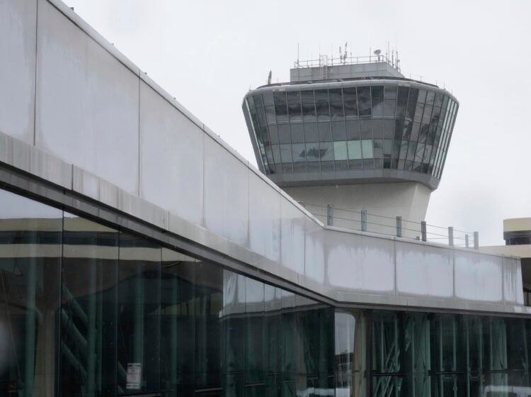 A control tower is seen at Newark Liberty International Airport