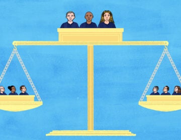 Illustration showing the scales of justice
