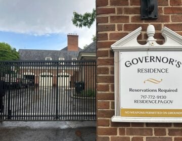 A sign at the entrance to the Pa. Governor's residence