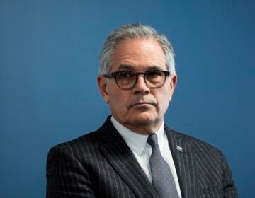 Philadelphia District Attorney Larry Krasner takes part in a news conference in Philadelphia, Monday, March 11, 2024.