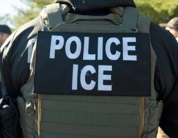 the back of A U.S. Immigration and Customs Enforcement officer
