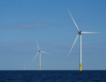 Wind turbines of South Fork Wind are seen off the coast of Block Island, Rhode Island