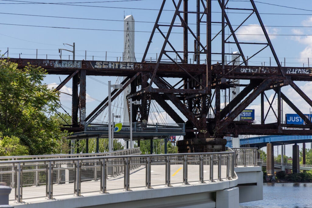 View of the new section of the Schuylkill River Trail