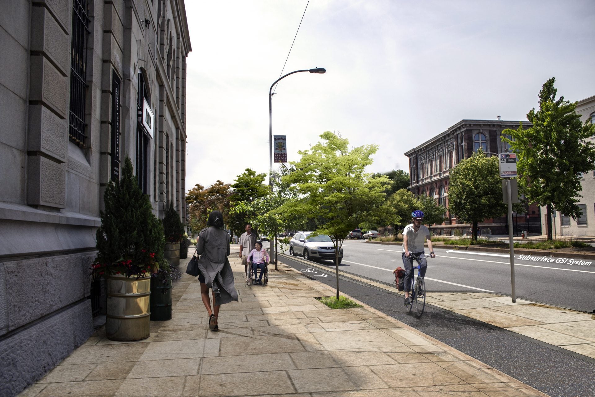 a rendering of the Spring Garden Street bike lane project