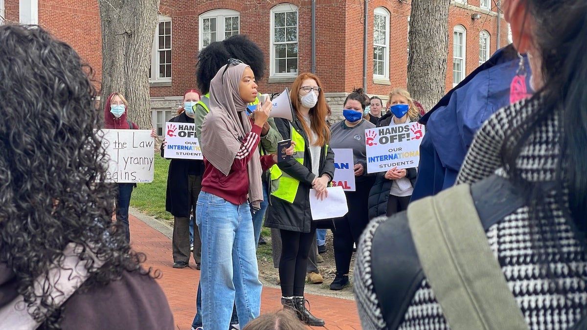 State Rep. Madinah Wilson-Anton speaking at Univ of Del student rally