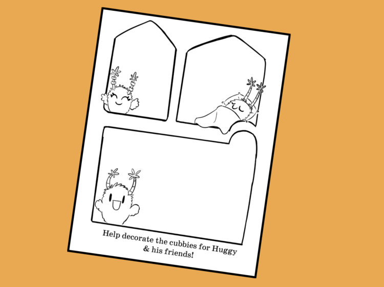 A coloring activity sheet on an orange background.