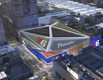 A rendering of a proposed Sixers arena